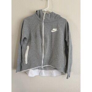 Nike Sportswear Women's Small Tech Full-Zip Cape Hoodie Grey/White 930757-063